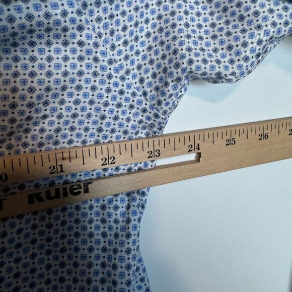 Eton Shirt Mens Large Size 16 Blue Geometric Long Sleeve Button Up Contemporary - Picture 7 of 8